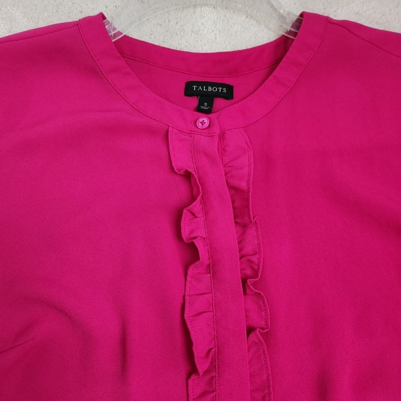 Talbots Women's Fuchsia Collarless Blouse, size S - Picture 6 of 6
